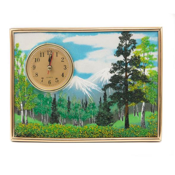 Настольные часы с панно на мдф &amp;quot;Летний пейзаж&amp;quot; 20х15 см каменная крошка 117100