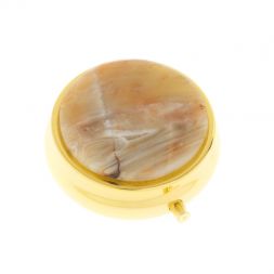 Таблетница на 3 отсека камень шайтанский переливт цвет золото