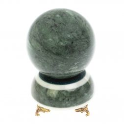 Шар Антистресс 9,5 см на подставке из змеевика ножки бронза