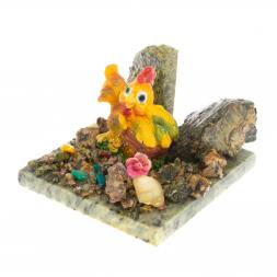 Сувенир "Петух с деньгами" камень змеевик