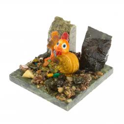 Сувенир "Петух с деньгами" камень змеевик