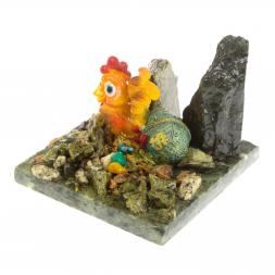 Сувенир "Петух с деньгами" камень змеевик