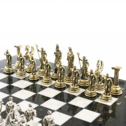 Шахматы "Подвиги Геракла" доска 28х28 см из камня мрамор